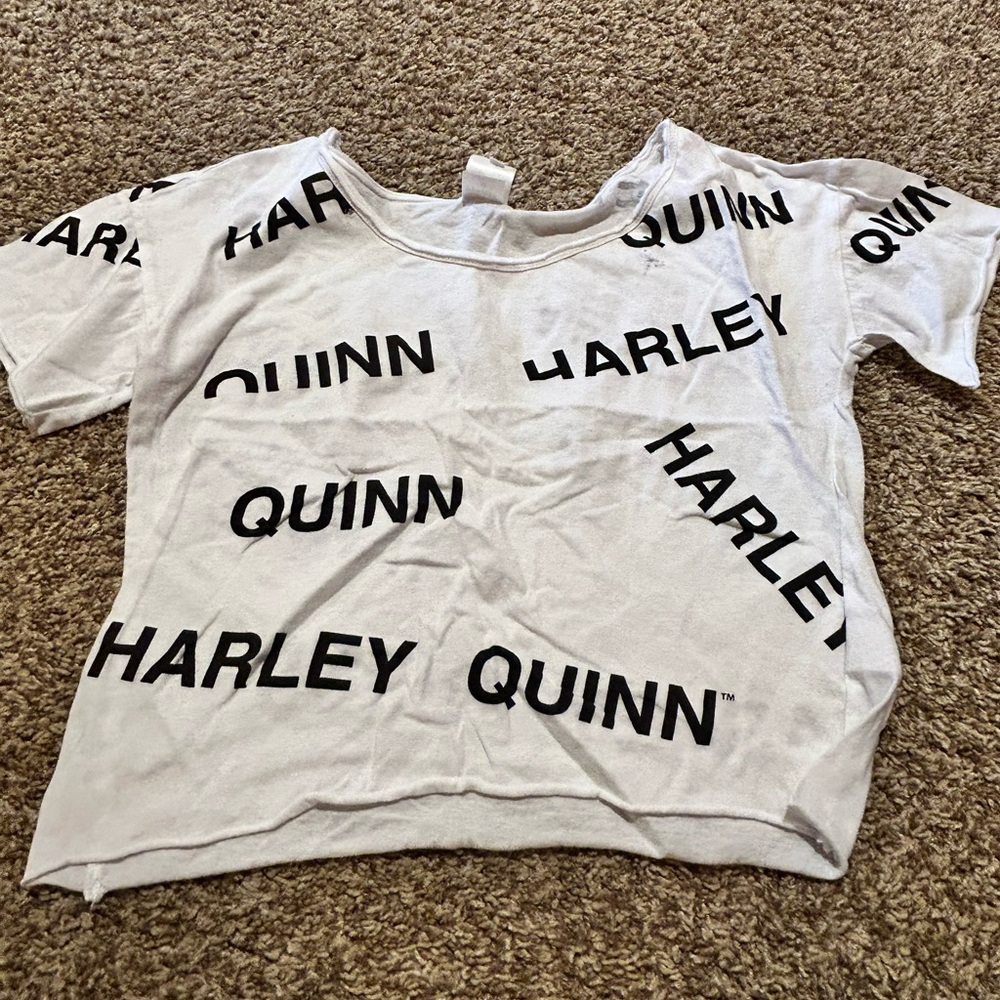 Brandy Melville White Graphic Crop Tee with Black Print